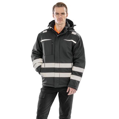 Abrigo softshell reflectante con capucha