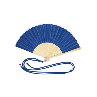 Abanico de bambú y resistente poliéster con cordón ajustable Azul