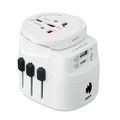 Adaptador universal con USB conexión a tierra y 3 polos