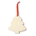 Adorno navideño de madera con cinta roja Arbol