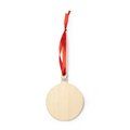 Adorno navideño de madera con cinta roja Bola Talla Única Adulto