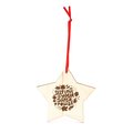Adorno navideño de madera con cinta roja