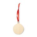 Adorno navideño de madera con cinta roja