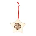 Adorno navideño de madera con cinta roja