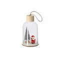 Adorno navideño de vidrio con base de madera