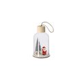 Adorno navideño de vidrio con base de madera