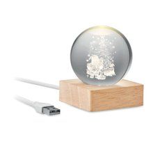 Adorno de cristal de Navidad con luz LED Madera