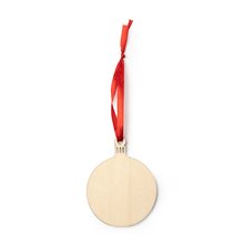 Adorno navideño de madera con cinta roja Bola