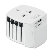 Adaptador universal de viaje con puertos USB Blanco