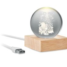 Adorno de cristal de Navidad con luz LED Madera