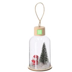 Adorno navideño de vidrio con base de madera | Area 4 | 10 x 10