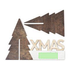 Adorno navideño con árbol de madera | Cara A Centrado | 50 x 15
