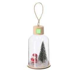 Adorno navideño de vidrio con base de madera | Area 4 | 10 x 10