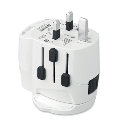 Adaptador universal con USB conexión a tierra y 3 polos