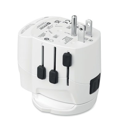 Adaptador universal con USB conexión a tierra y 3 polos