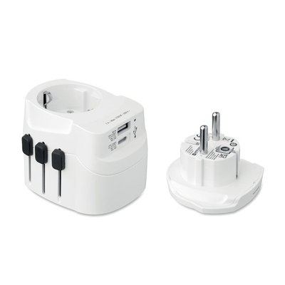 Adaptador universal con USB conexión a tierra y 3 polos
