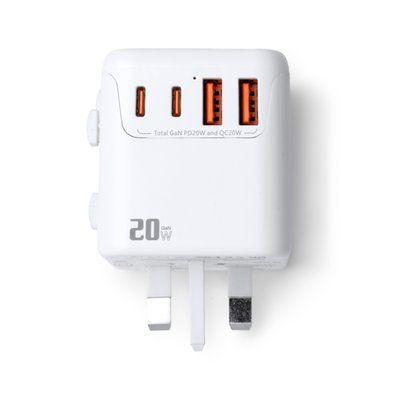 Adaptador de viaje con carga rápida y 20W