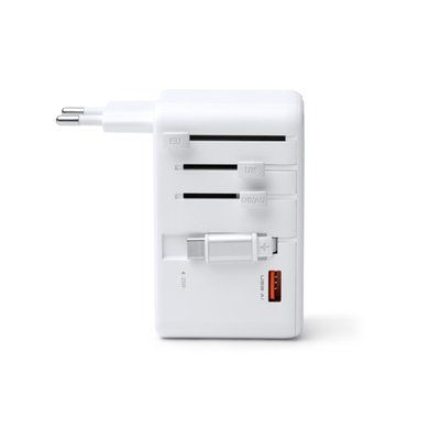 Adaptador de viaje con carga rápida 25W Blanco