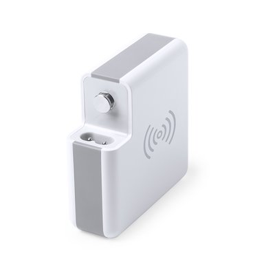 Adaptador viaje con powerbank y carga inalambrica
