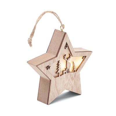 Adorno Navideño Estrella MDF Iluminada Madera
