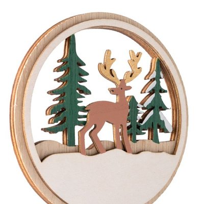Adorno navideño de madera con base