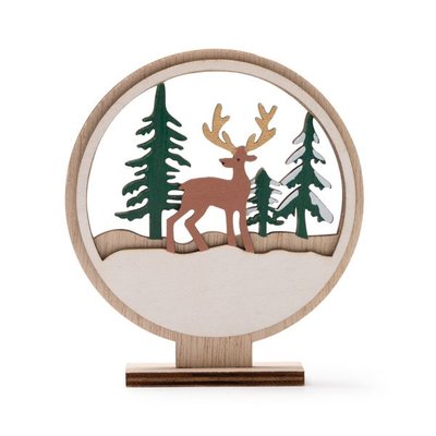 Adorno navideño de madera con base