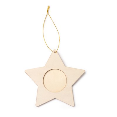 Adorno navideño portafotos de madera ESTRELLA