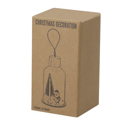 Adorno navideño de vidrio con base de madera