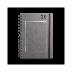 Agenda B5 con anillas de cuero reciclado | Delantera | 100 x 150