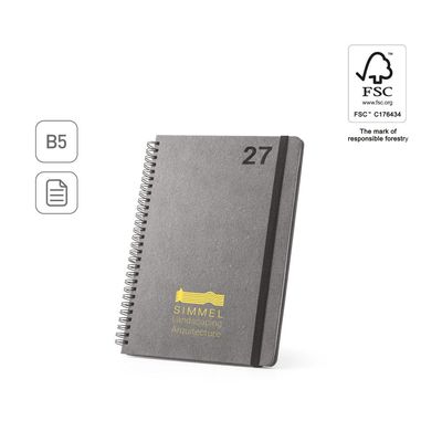 Agenda B5 con anillas de cuero reciclado