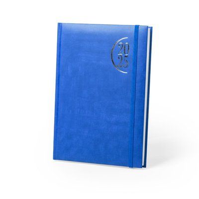 Agenda 2025 de polipiel con cinta elástica de sujeción Azul