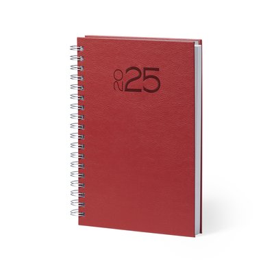 Agenda 2025 de suave polipiel con espiral Roj