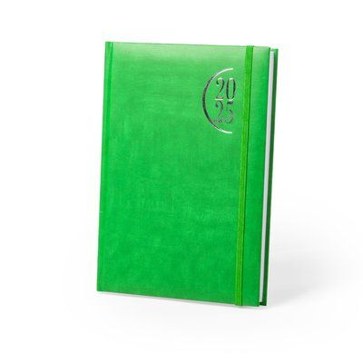 Agenda 2026  de polipiel con cinta elástica de sujeción Verde