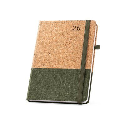 Agenda A5 tapas de lino y corcho Verde Oscuro