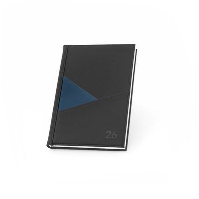 Agenda día A5 en PU con bolsillos exteriores Azul