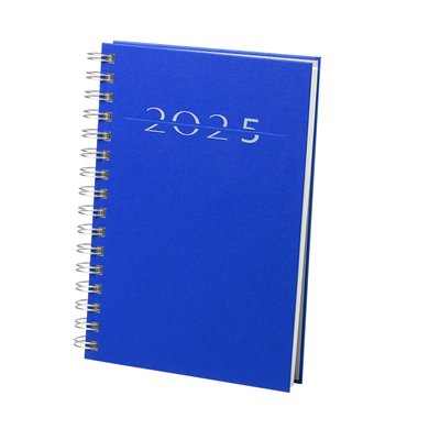 Agenda página por día 2025 de polipiel con anillas Azul