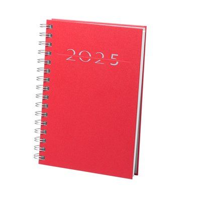 Agenda página por día 2026  de polipiel con anillas Roj