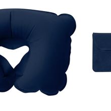 Almohada hinchable de cuello en bolsa de terciopelo Azul