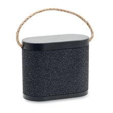 Altavoz inalámbrico acabado tejido y bambú asa de yute Negro