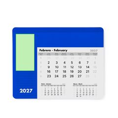Alfombrilla Raton Personalizada Calendario Mensual 2027  | En el lateral izquierdo sobre el año | 50 x 100