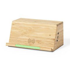 Altavoz Bambú 6W con Cargador 10W | En el frontal | 80 x 5