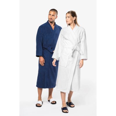 Albornoz algodón con bolsillos Navy M