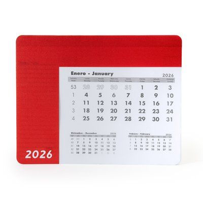 Alfombrilla de ratón con calendario Rojo Talla Única Adulto