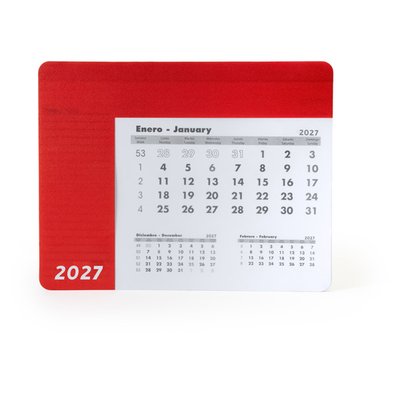 Alfombrilla de ratón con calendario Rojo