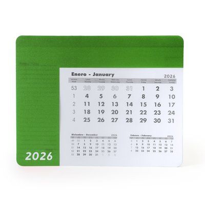 Alfombrilla de ratón con calendario Verde Helecho Talla Única Adulto