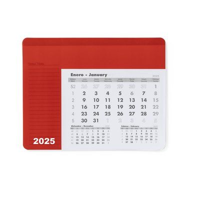 Alfombrilla de ratón personalizada calendario mensual 2024 Rojo