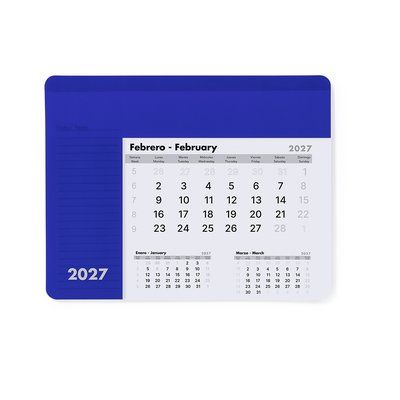 Alfombrilla Raton Personalizada Calendario Mensual 2027 Azul