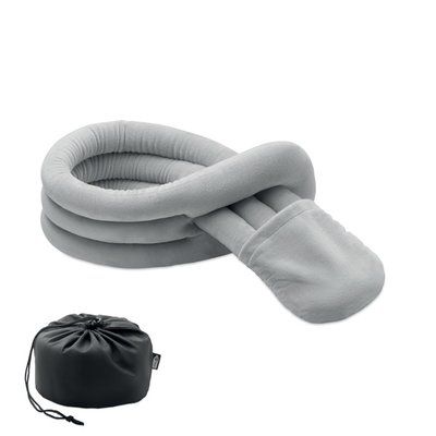 Almohada de viaje para soporte de cuello con bolsa Gris