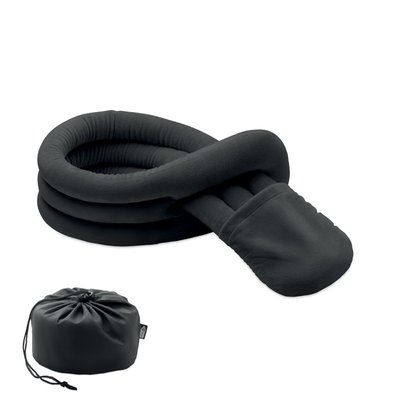 Almohada de viaje para soporte de cuello con bolsa Negro