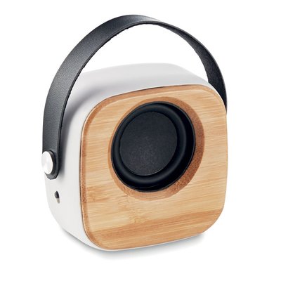 Altavoz 4h de Bambú con Asa Blanco
